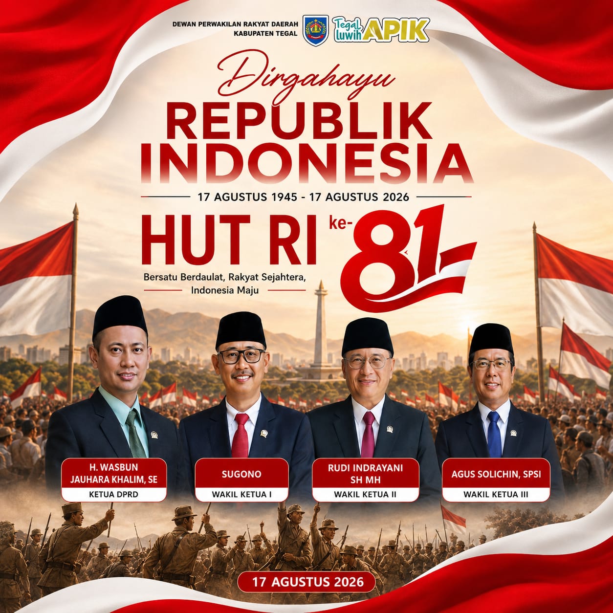 Ucapan Dirgahayu Republik Indonesia ke-81 oleh DPRD Kabupaten Tegal