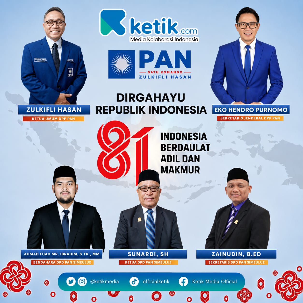 Ucapan Dirgahayu Republik Indonesia oleh  ke-81 oleh PAN