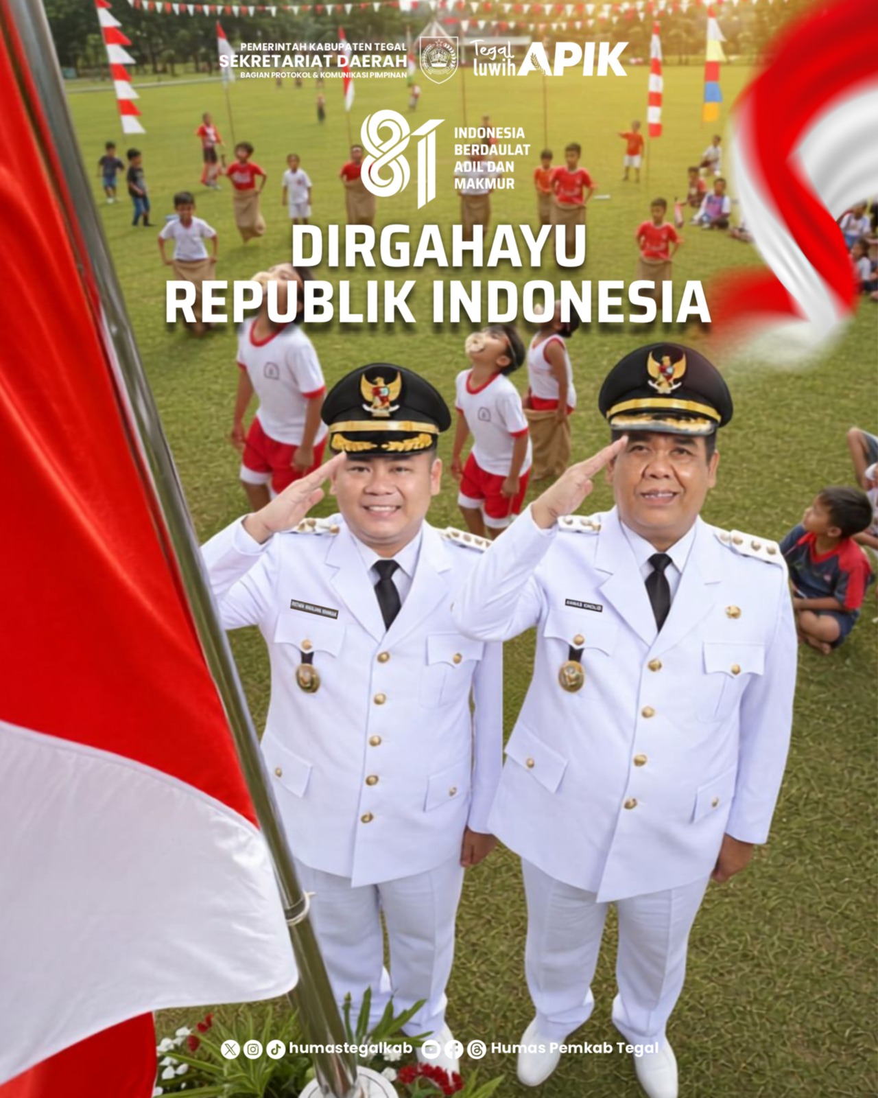 Ucapan Dirgahayu Republik Indonesia ke-81 oleh Diskominfo Kabupaten Tegal