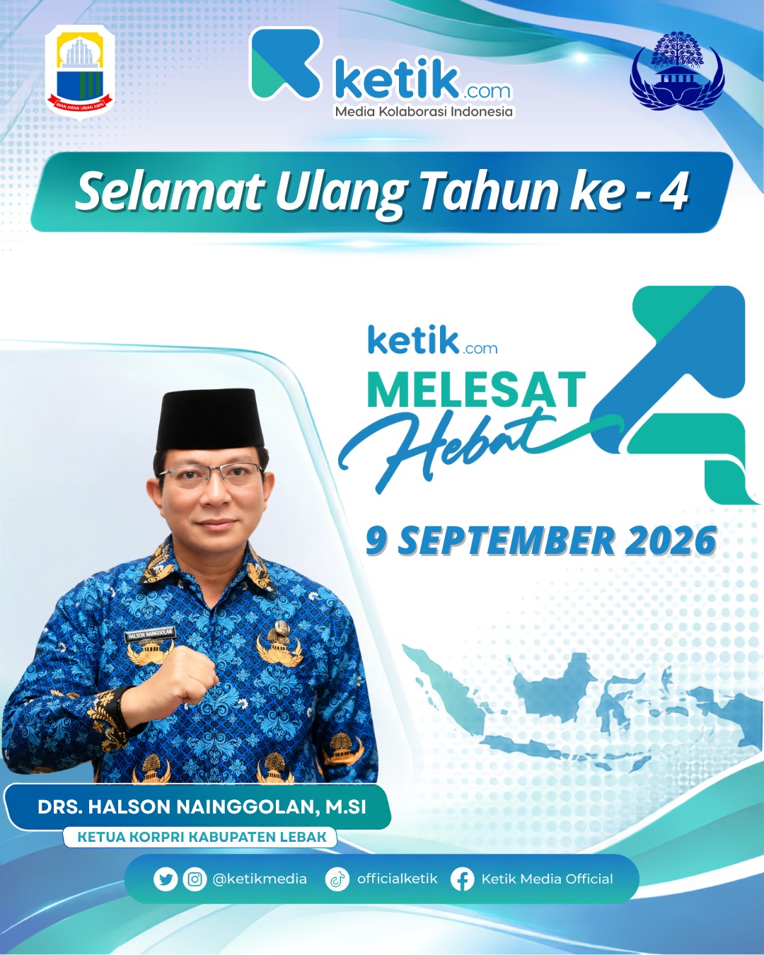 Ucapan Selamat Ulang Tahun ke-4 oleh Ketua Korpri Kabupaten Lebak