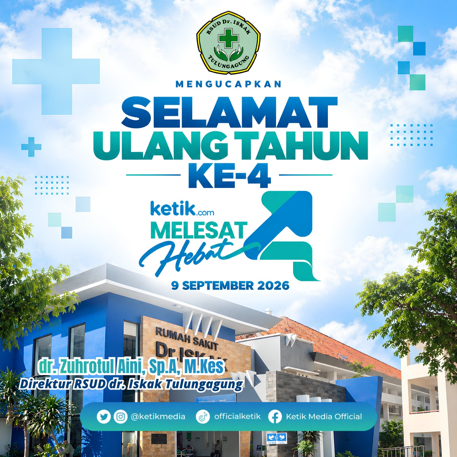 Ucapan Selamat Ulang Tahun ke-4 Ketik.com oleh RSUD dr. Iskak Tulungagung