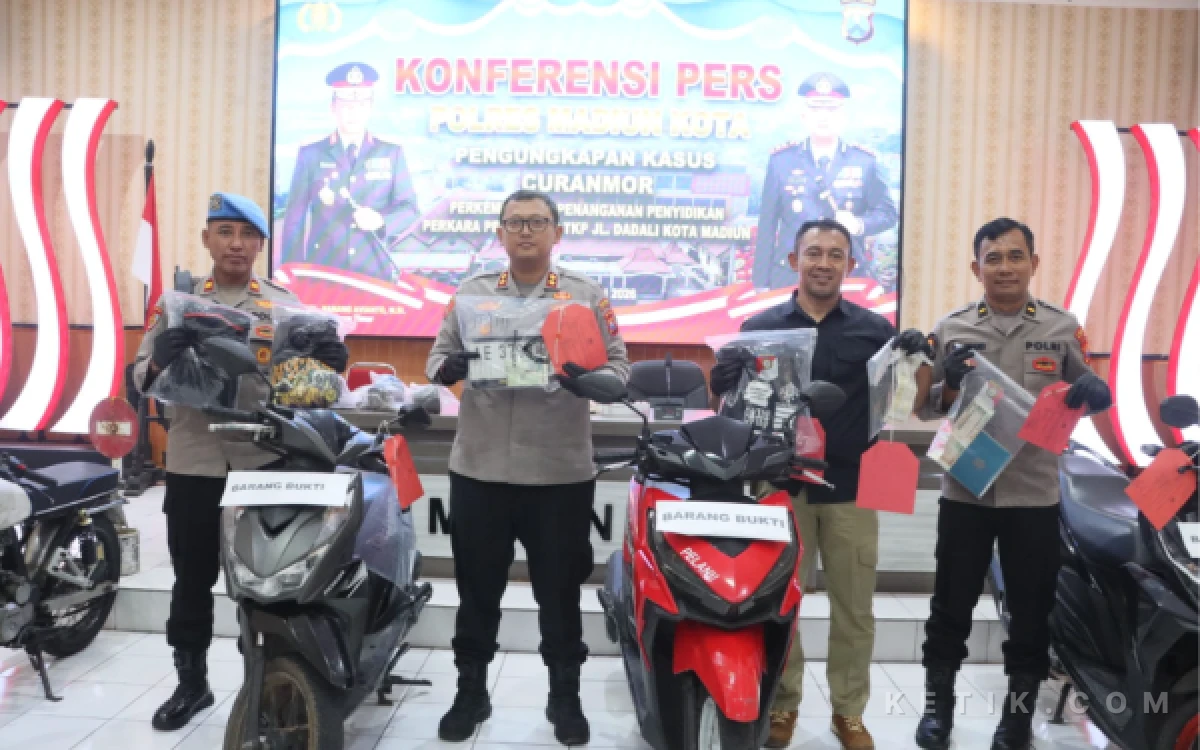 Thumbnail Berita - Tiga Kasus Curanmor di Madiun Kota Terungkap, Empat Residivis Berhasil Dibekuk Polisi