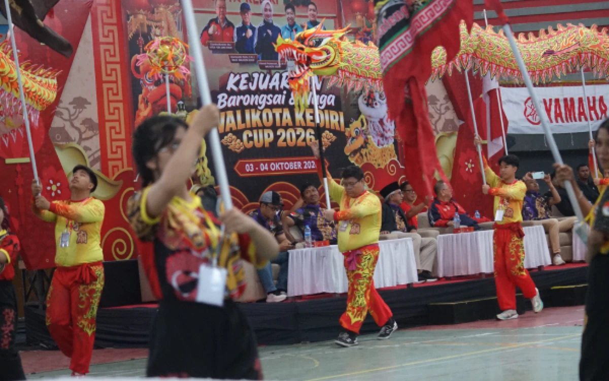Thumbnail Berita - Ratusan Peserta dari Jatim, Yogyakarta hingga Banten Ramaikan Kejuaraan Barongsai dan Naga Wali Kota Kediri Cup 2026