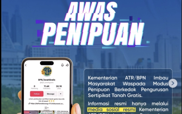 Thumbnail Berita - Awas! BPN Pastikan Program Tanah Gratis di TikTok Hoaks