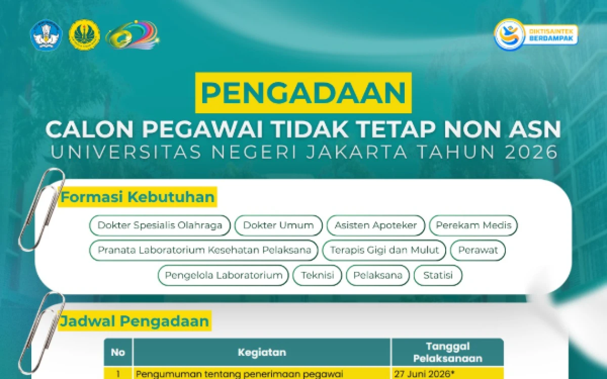 Thumbnail Berita - Rekrutmen Besar UNJ 2026: Ini Formasi, Syarat dan Jadwal Lengkapnya
