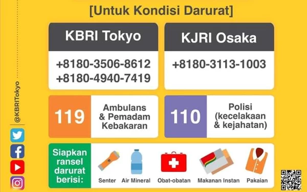Thumbnail Gempa Jepang, KBRI Tokyo Imbau WNI Berhati-hati dan Segera Lapor ke Nomor Berikut