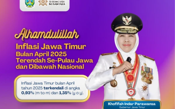 Thumbnail Berita - Inflasi April 2025 Terendah se-Pulau Jawa, Gubernur Khofifah: Jatim Berhasil Jaga Kestabilan Harga