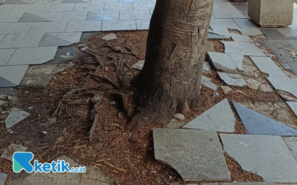 Thumbnail Berita - Waspadalah! Ubin Pedestrian Jalan Tunjungan Rusak, Pengunjung Resah