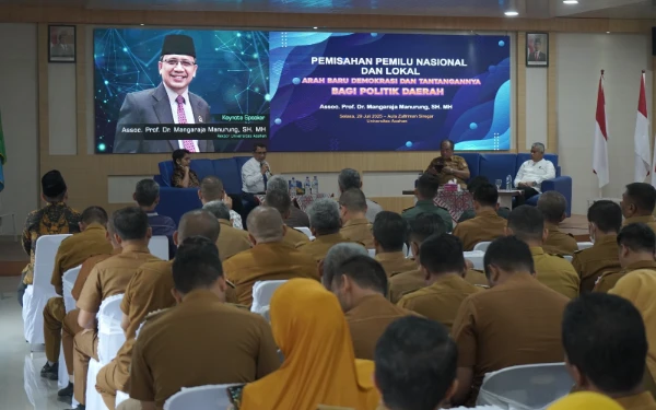 Bupati Asahan Ikuti Diskusi Panel Pemisahan Pemilu Nasional dan Lokal di Kabupaten Asahan