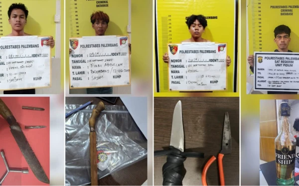 Thumbnail Berita - Unjuk Rasa di Palembang Hampir Ricuh, 4 Orang Penyusup Bawa Sajam dan Bom Molotov Ditangkap Polisi