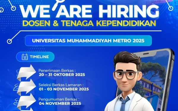 Thumbnail Berita - Universitas Muhammadiyah Metro Buka Lowongan Dosen dan Tenaga Kependidikan, Cek Formasi dan Syaratnya!