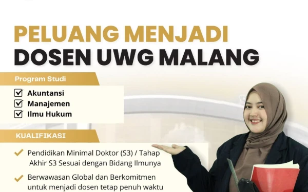 Akademisi S3 Merapat! Dapatkan Gaji dan Tunjangan Menggiurkan Jadi Dosen UWG, Deadline 12 Desember