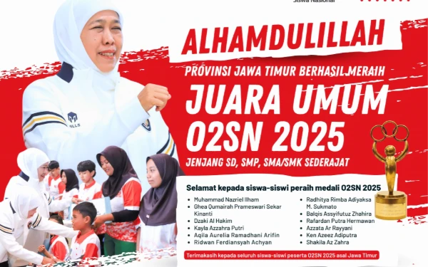 HEBAT! Juara Umum O2SN 2025, Gubernur Khofifah Buktikan Ekosistem Pendidikan dan Olahraga Jatim Terbaik