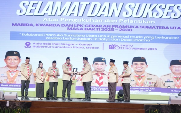 Bupati Asahan Hadiri Pengukuhan dan Pelantikan Mabida, Kwarda, dan LPK Gerakan Pramuka Sumut