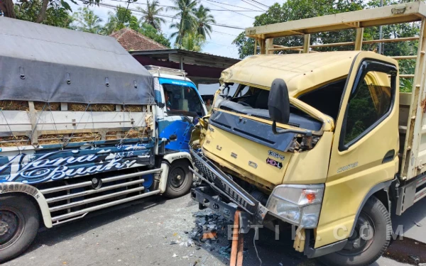 Truk Fuso dan Colt Diesel Tabrakan di Jalur Nasional Jember–Banyuwangi, Lalu Lintas Sempat Macet