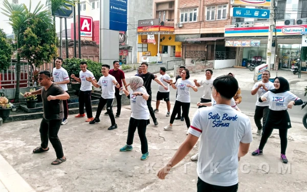 Jaga Kebugaran dan Layanan Prima, BRI BO Kotapinang Rutin Gelar Olahraga Bersama
