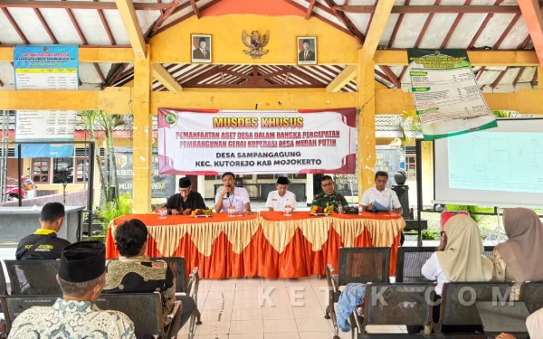 Pemdes Sampangagung Mojokerto Gelar Musdes Khusus dengan Koramil, Bahas Pembangunan Gerai KDMP