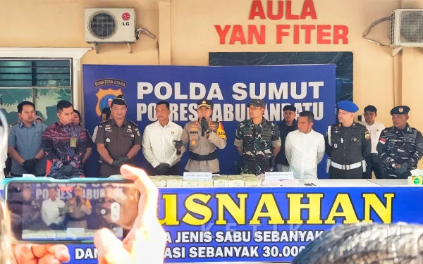 Puluhan Kilogram Narkotika Sabu-Ekstasi Dilebur di Mapolres Labuhanbatu