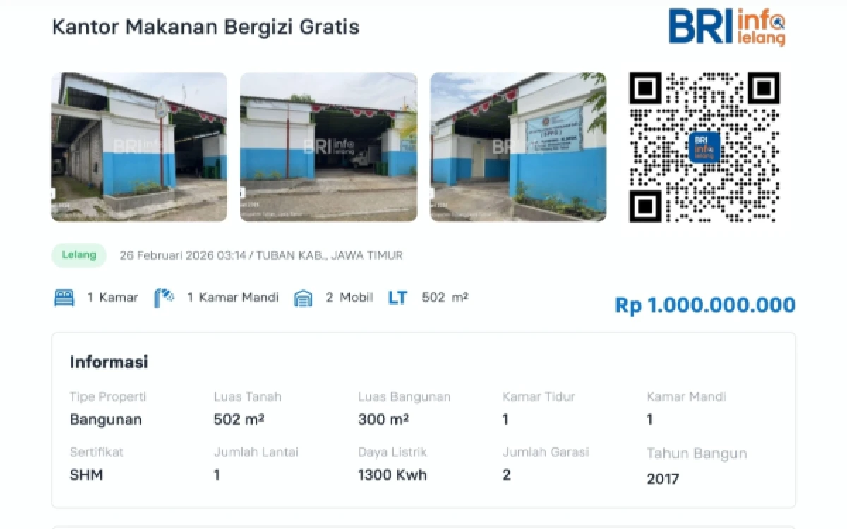 Dapur SPPG di Plumpang Tuban Sempat Dilelang BRI, Mitra Klaim Tak Pernah Punya Hutang ke Bank