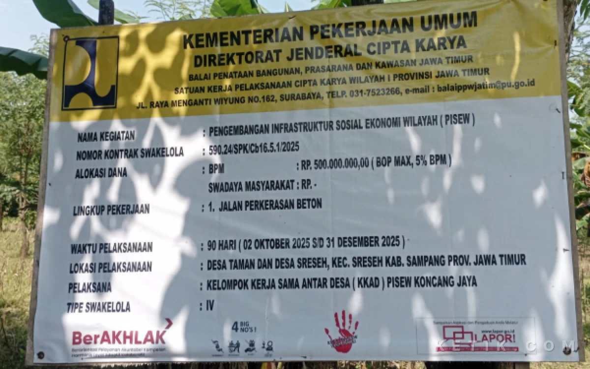 Proyek Jalan Rabat Beton Rp500 Juta di Sreseh Sampang Retak, Warga Soroti Kualitas