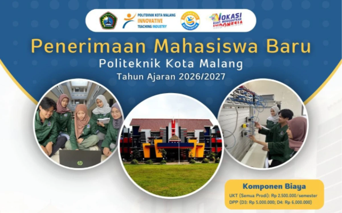 Pendaftaran Maba Politeknik Kota Malang 2026 Dibuka, Cek Jadwal dan Jalur KIP Kuliah
