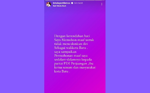 Thumbnail Krisdayanti "Nyerah" di Pilkada Kota Batu, Minta Maaf ke Megawati Soekarnoputri