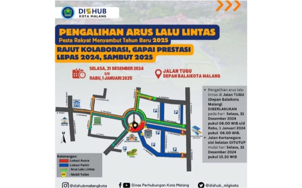 Thumbnail Ada Pesta Tahun Baru 2025 Bareng Denny Caknan, Arus Lalu Lintas Kota Malang Dialihkan