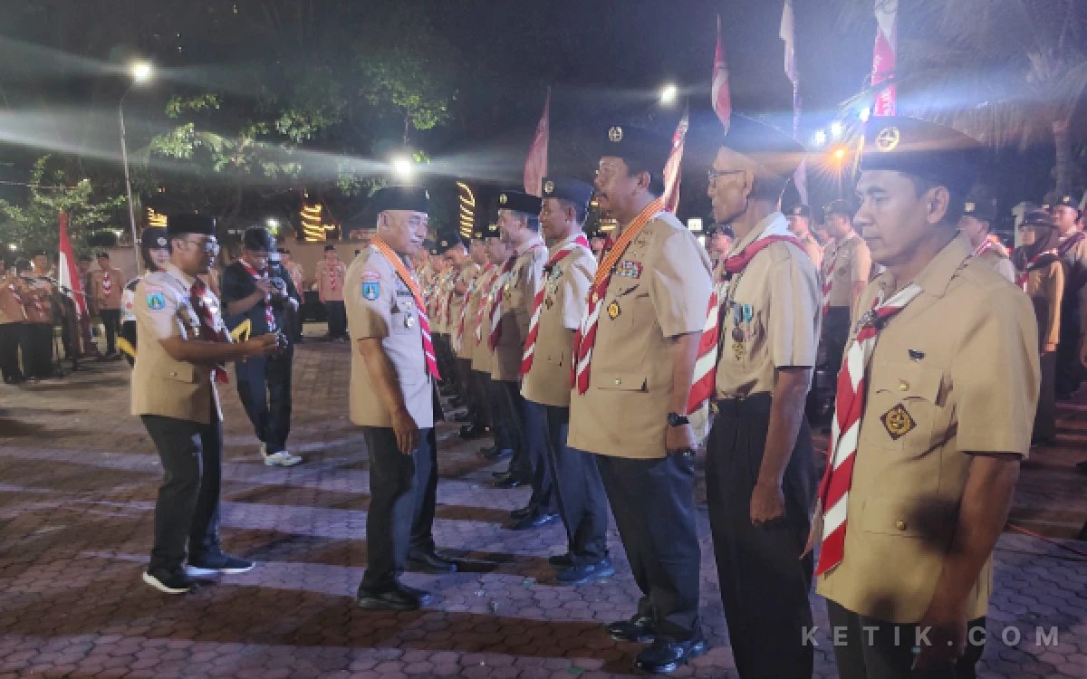 Foto Penerima  penghargaan Pancawarsa dari Kwarda Pramuka Jatim. (Foto: Fitra/Ketik.com)