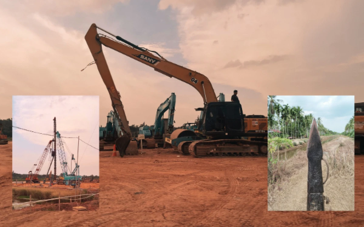 Foto Di balik deru mesin dan debu proyek pembangunan PT Green Power di Desa Muara Sungsang, Kecamatan Banyuasin II, Kabupaten Banyuasin, Sumatera Selatan pada Rabu, 29 Juli 2026 lalu,. Proyek bioavtur membawa ambisi besar untuk dekarbonisasi, namun tantangan ekologis dan sosial membayangi di depan mata. Penting bagi kita untuk memastikan bahwa transisi energi tidak mengorbankan keseimbangan alam dan ruang ekonomi masyarakat yang selama ini bergantung pada tanah dan air. (foto: M. Tohir Ketik).
