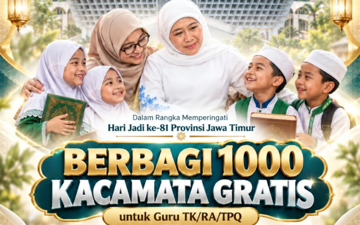 Thumbnail Berita - Jelang Hari Jadi ke-81 Jatim, Gubernur Khofifah Bersama BAZNAS Siapkan 1.000 Kacamata Gratis bagi Guru