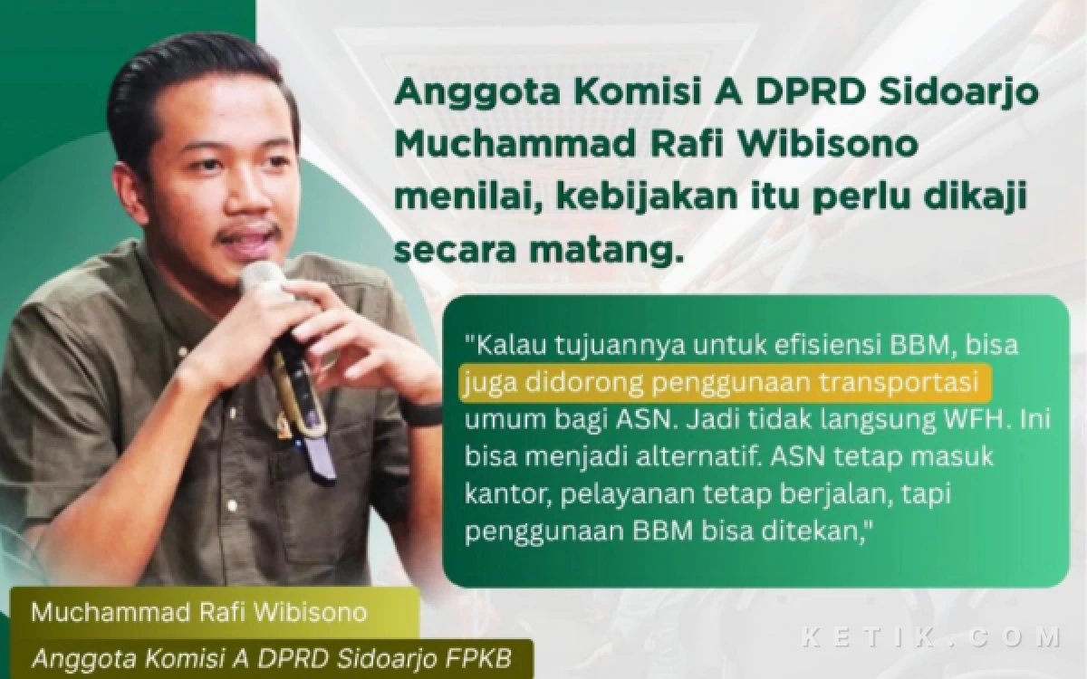 Soal Kebijakan WFH, Anggota DPRD Sidoarjo Rafi Wibisono: Banyak Solusi Alternatif Efisiensi BBM