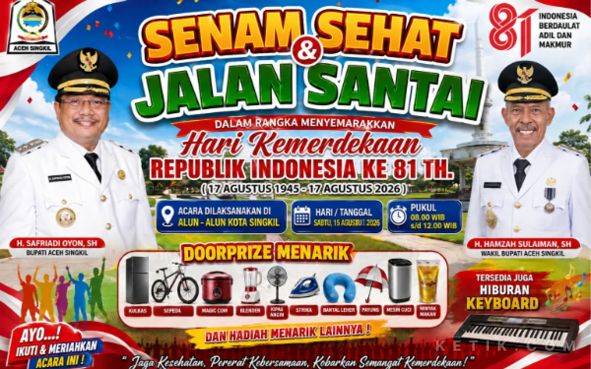 Thumbnail Berita - Semarakkan HUT Ke-81 RI, Pemkab Aceh Singkil Gelar Senam Sehat dan Jalan Santai
