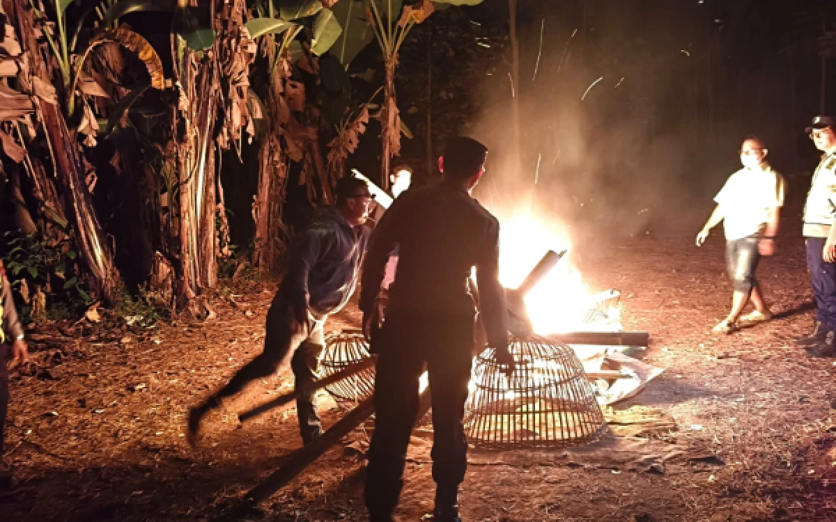 Thumbnail Berita - Diduga Jadi Sarang Judi, Polisi Bakar Arena Sabung Ayam di Singosari Malang