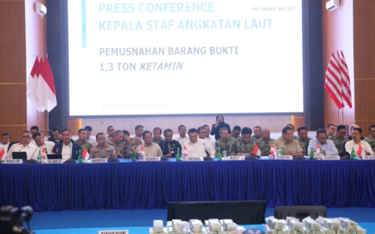Thumbnail Berita - Ketamin 1,3 Ton Dimusnahkan di Batam, TNI AL dan Aparat Gabungan Tindaklanjuti Kasus MV King Sun