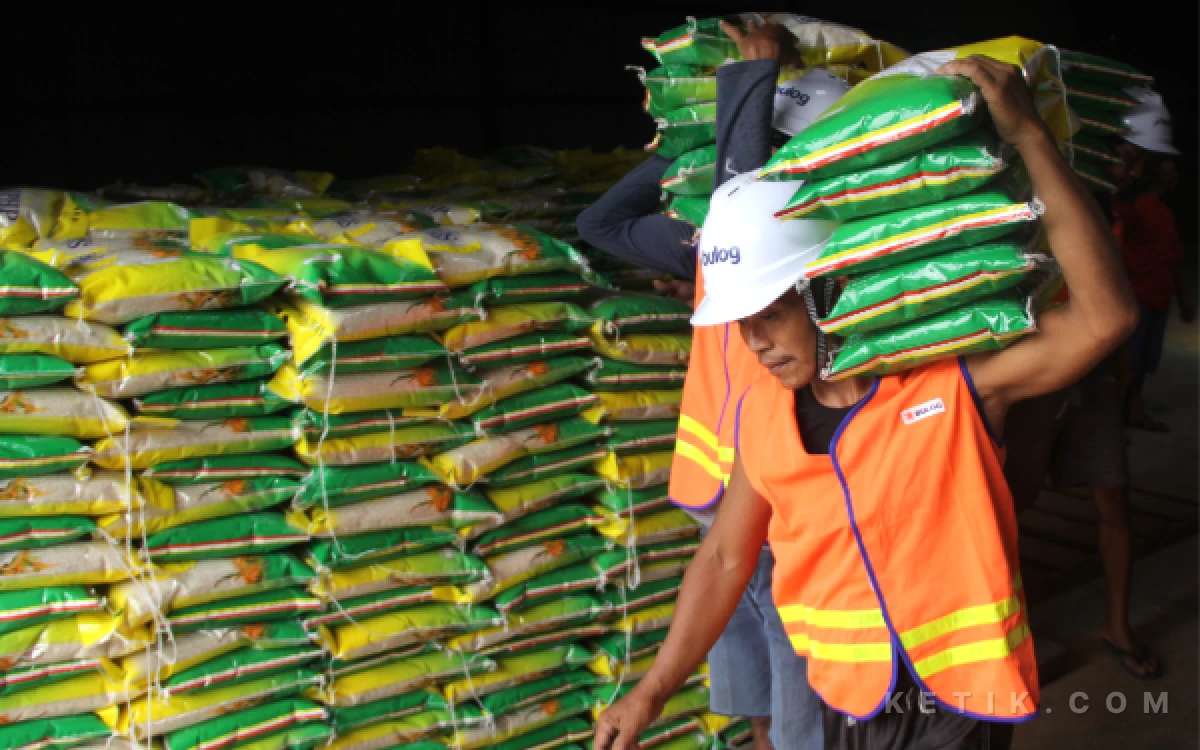 Foto Pekerja BULOG sedang mengangkut beras kemasan SPHP di Gudang BULOG Mojongapit Jombang, 15 Mei 2026. (Foto: Rahmat Rifadin/Ketik.com)