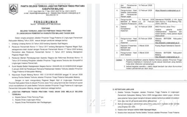 Thumbnail Berita - Pemkab Malang Buka Pendaftaran Selter 3 Kepala OPD, Ini Timeline dan Persyaratannya!