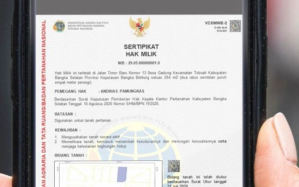 Kementerian ATR/BPN Sudah Terbitkan 2,4 Juta Sertifikat Tanah Elektronik, Ini Berbagai Manfaatnya untuk Pemilik