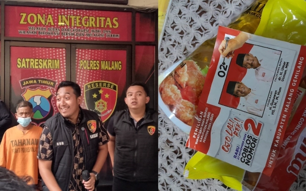 Thumbnail Dugaan Politik Uang, Polres Malang Temukan Sembako Berflyer Salah Satu Paslon