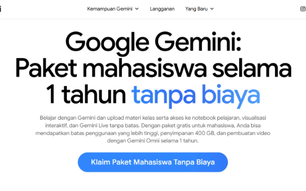 Thumbnail Berita - Gemini AI dan Cloud 400 GB Gratis untuk Mahasiswa, Begini Caranya Mendapatkannya