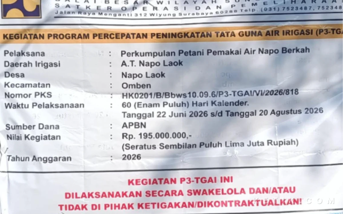 Foto Perkumpulan Petani Pemakai Air (P3A) Napo Berkah di Daerah Irigasi (DI) A.T. Napo Laok (Foto: Mat Jusi/Ketik.com)