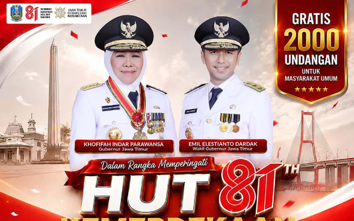 Thumbnail Berita - Disediakan 4.000 Undangan! Gubernur Khofifah Undang Masyarakat Ikuti Upacara HUT Ke-81 RI di Grahadi