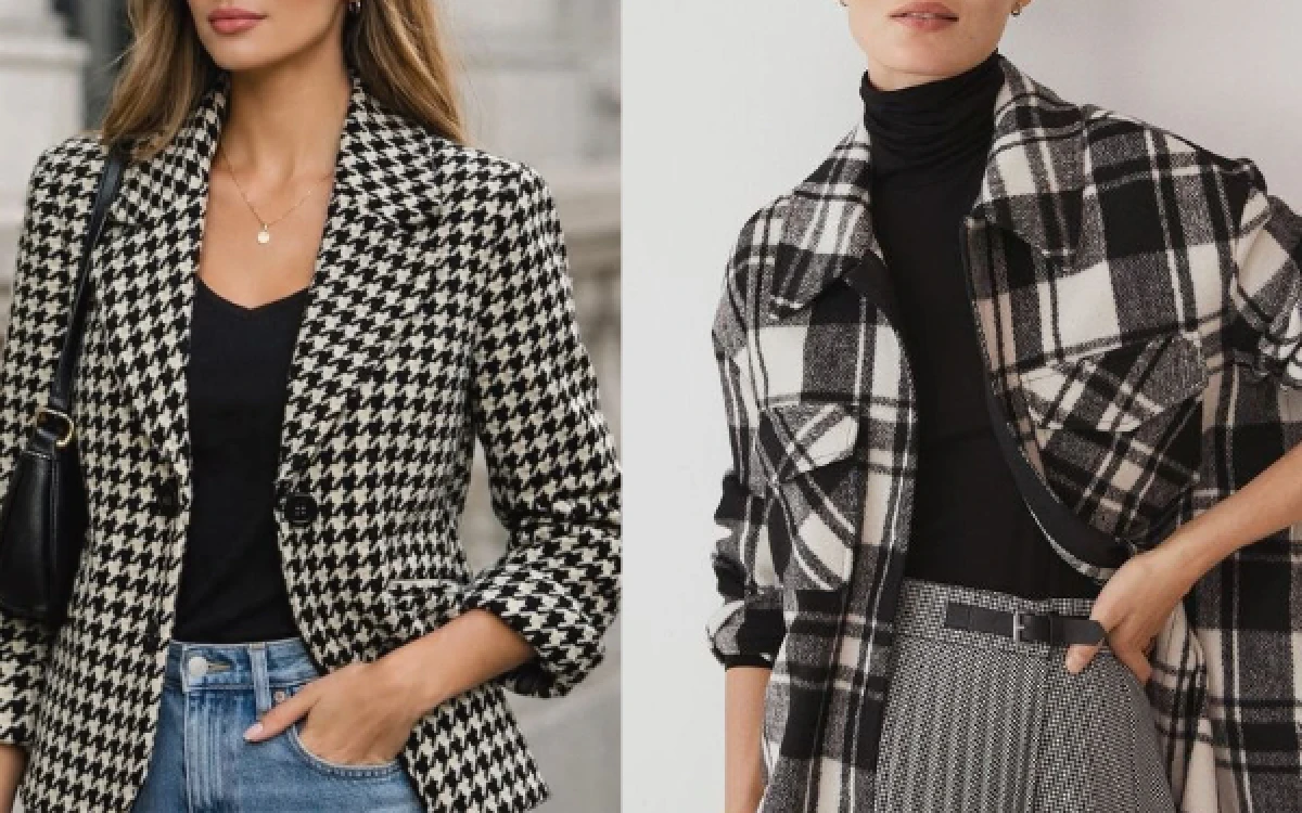 Foto Motif tartan dan houndstooth (dari kanan) dalam pakaian jenis kemeja dan blazer (Foto: pinterest)