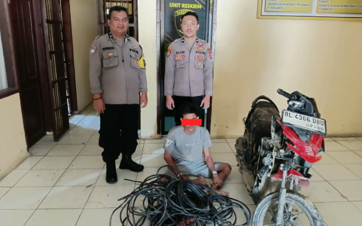 Thumbnail Berita - Kurang dari 3 Jam, Polsek Rantau Selamat Amankan Terduga Pelaku Pencurian Kabel Kincir