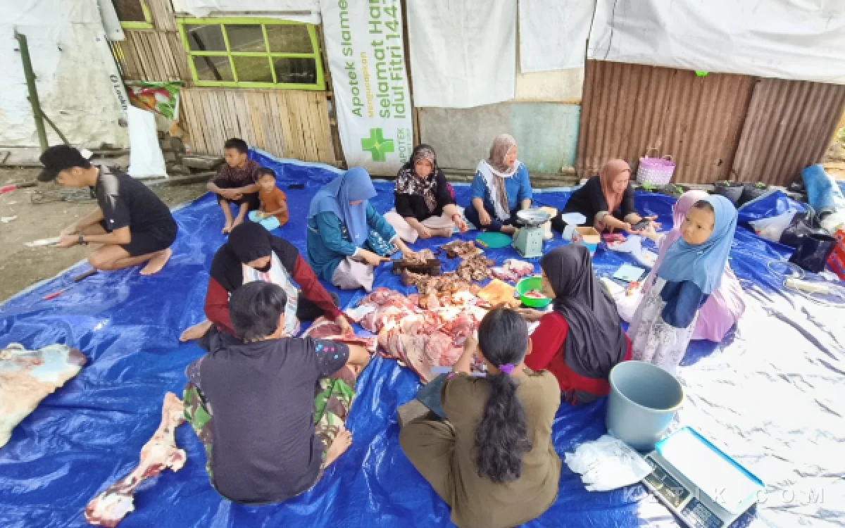 Foto Daging sapi dan kambing hasil kurban Apotek Slamet Urip Cemorokandang Kota Malang pada Iduladha 1447 H akan dibagikan ke warga sekitar.  (Foto: Dendy/Ketik.com)
