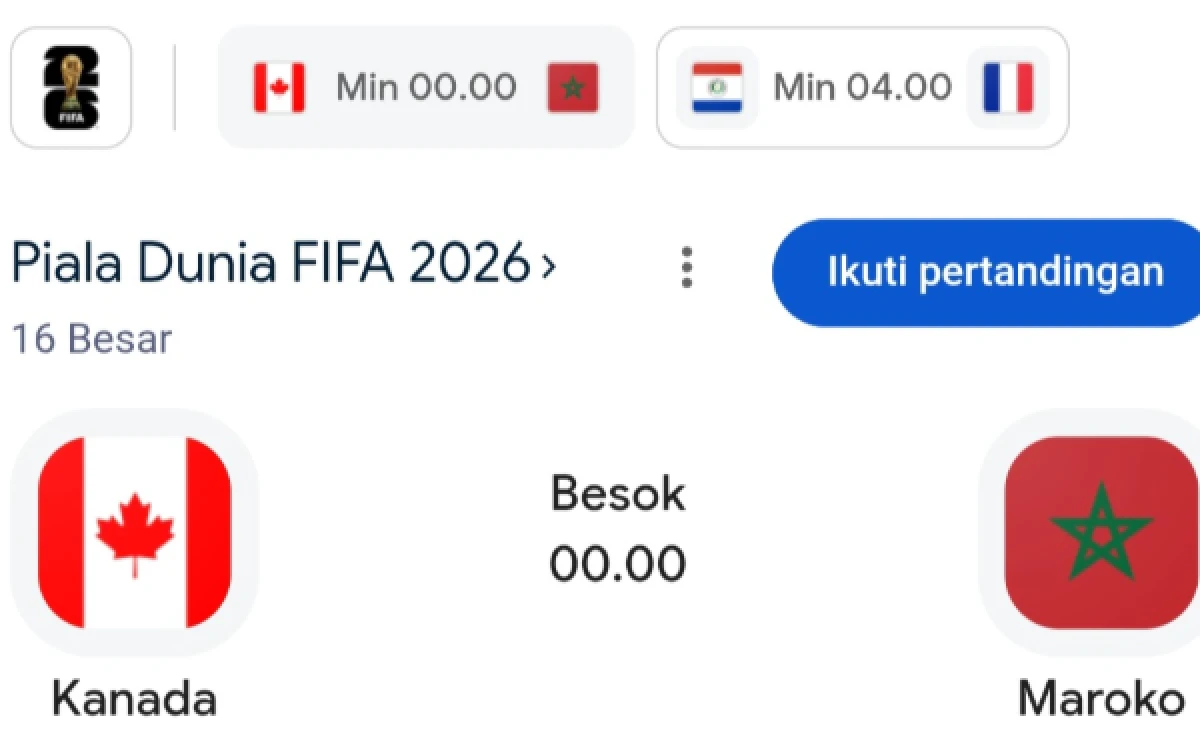 Thumbnail Berita - Jadwal Tuan Rumah Kanada vs Maroko di Babak 16 Besar Piala Dunia 2026