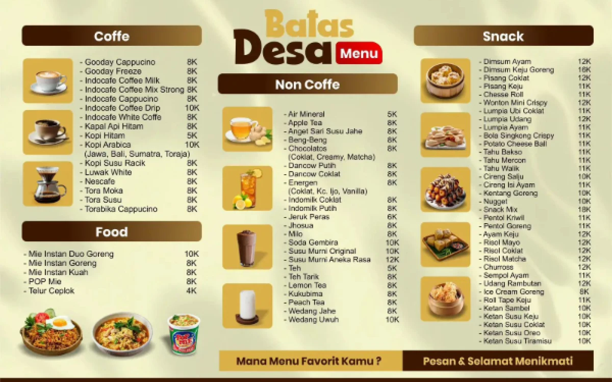 Foto Foto menu Batas Desa (Tangkap layar TikTok @batas.desa2)