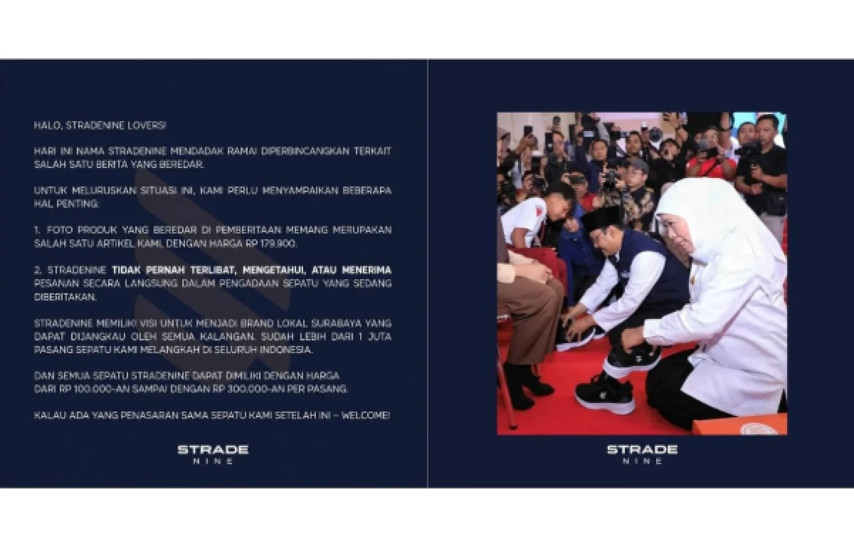 Thumbnail Berita - Terseret Isu Sepatu Sekolah Rakyat Rp700 Ribu, Stradenine Buka Suara: Harga Kami Cuma Rp179 Ribu!