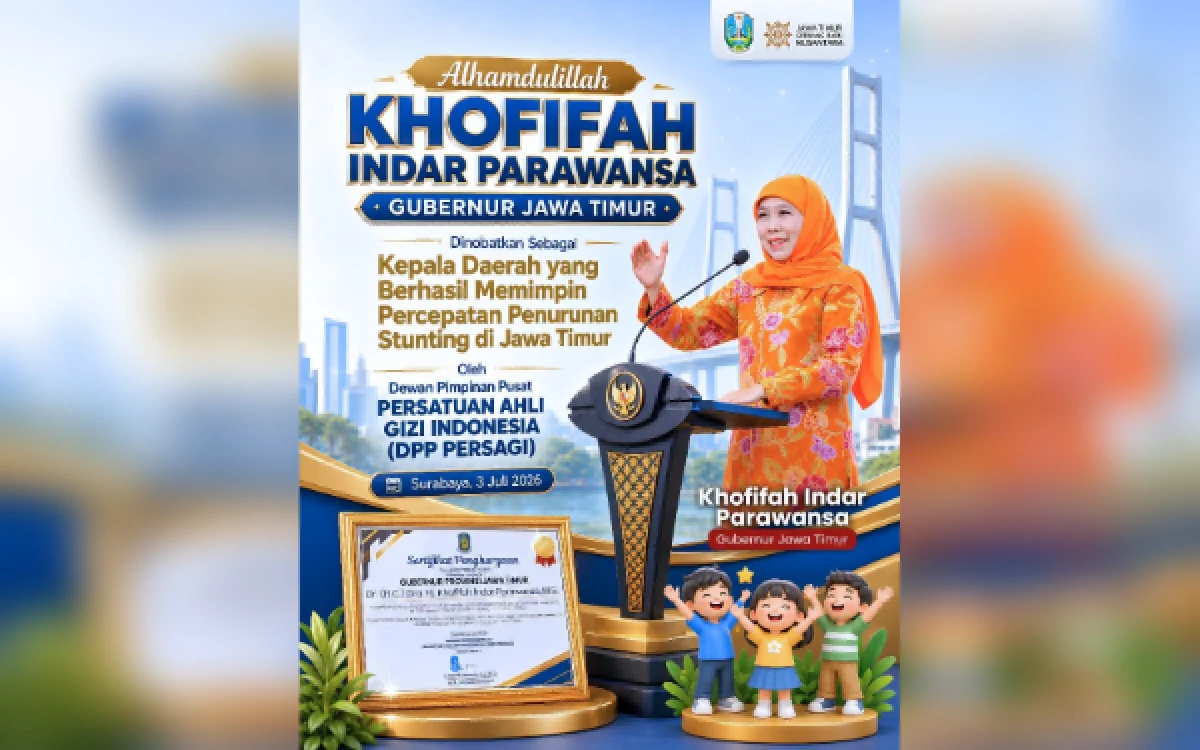 Thumbnail Berita - Alhamdulillah..!! Stunting di Jatim Turun ke 14,7 Persen, Gubernur Khofifah Terima Penghargaan dari Persagi