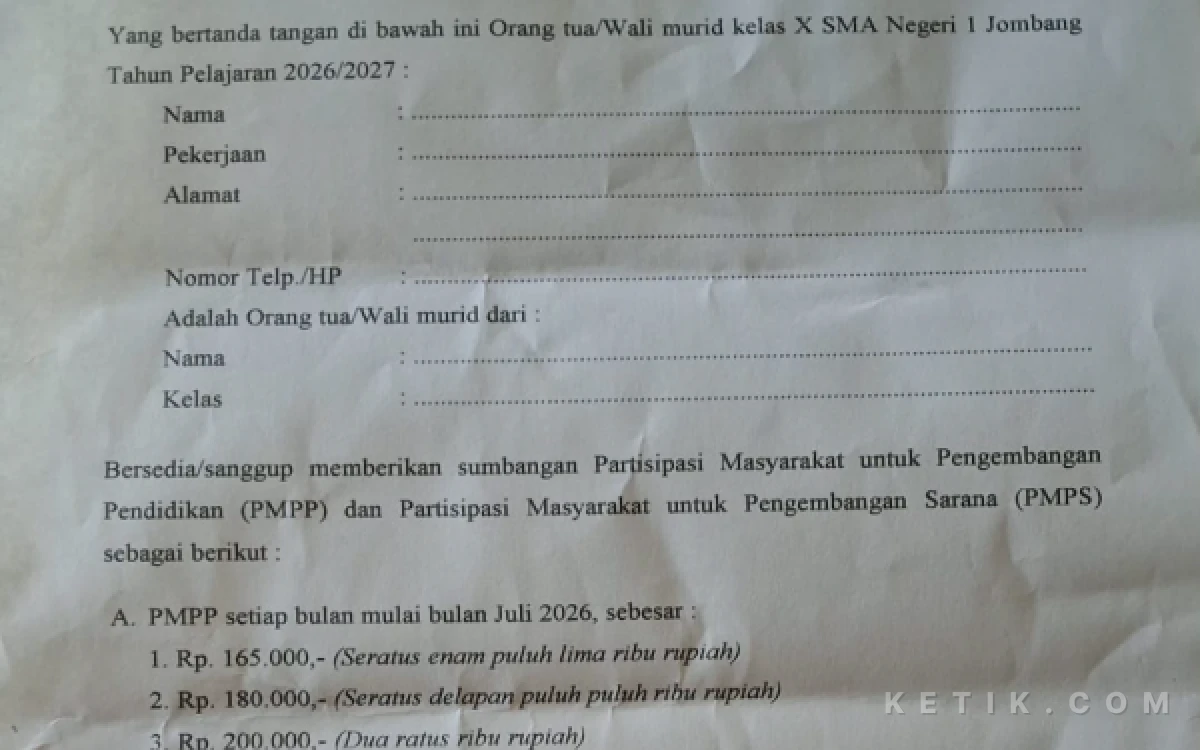 Thumbnail Berita - Sumbangan Komite SMAN 1 Jombang Dipersoalkan Wali Murid, Ketua Komite Beri Penjelasan