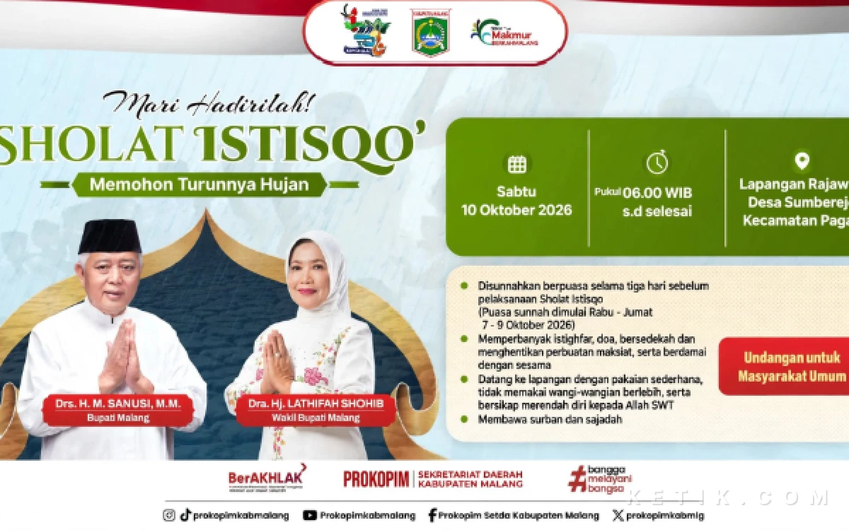 Thumbnail Berita - ‎Kekeringan Melanda Kabupaten Malang, Sabtu Ini Pemkab Ajak Warga Salat Istisqo Minta Hujan